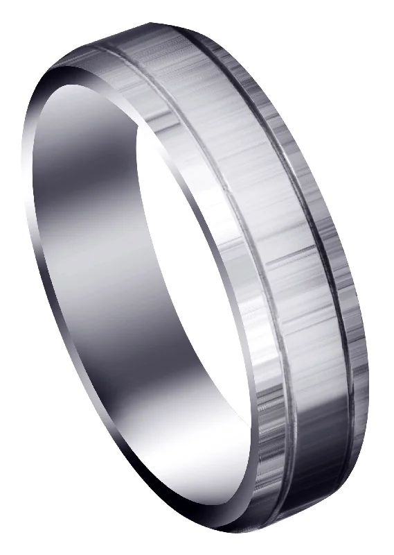 Carved Simple Mens Wedding Band | High Polish Finish (Parker)