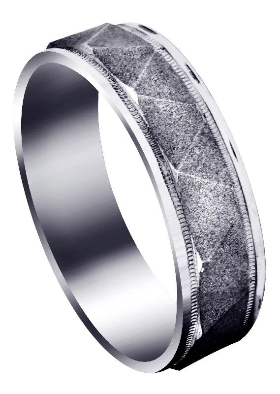 Carved Simple Mens Wedding Band | Sand Blast Finish (Tristan)