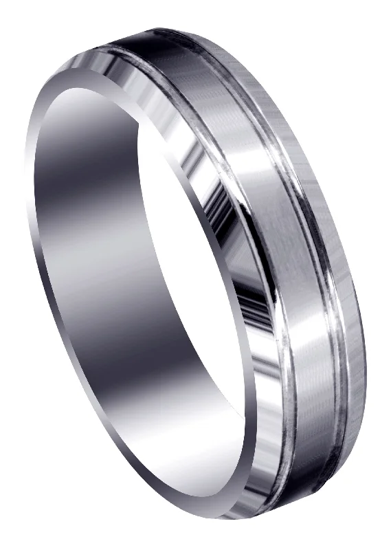 Carved Simple Mens Wedding Band | Satin Finish (Jaxson)