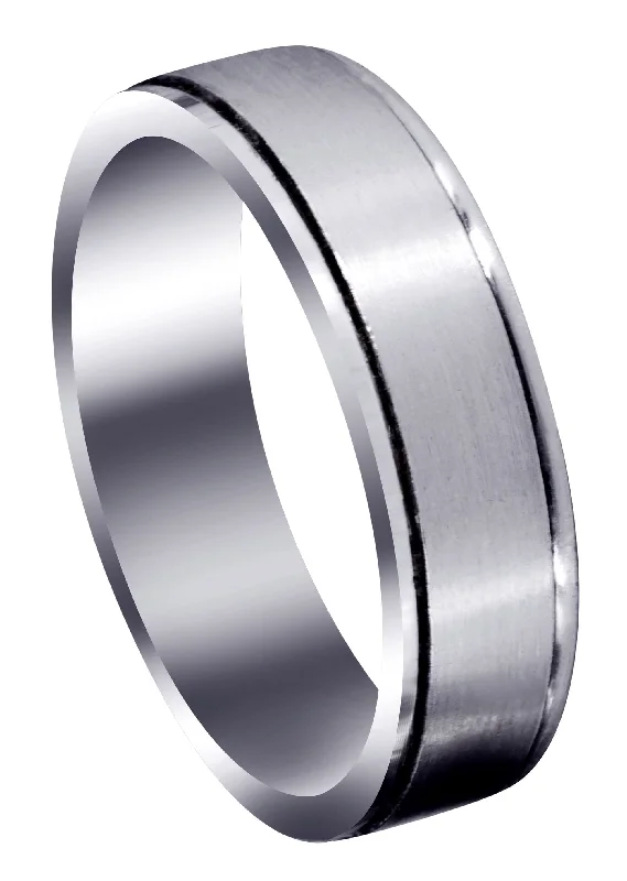 Carved Simple Mens Wedding Band | Satin Finish (Nathan)