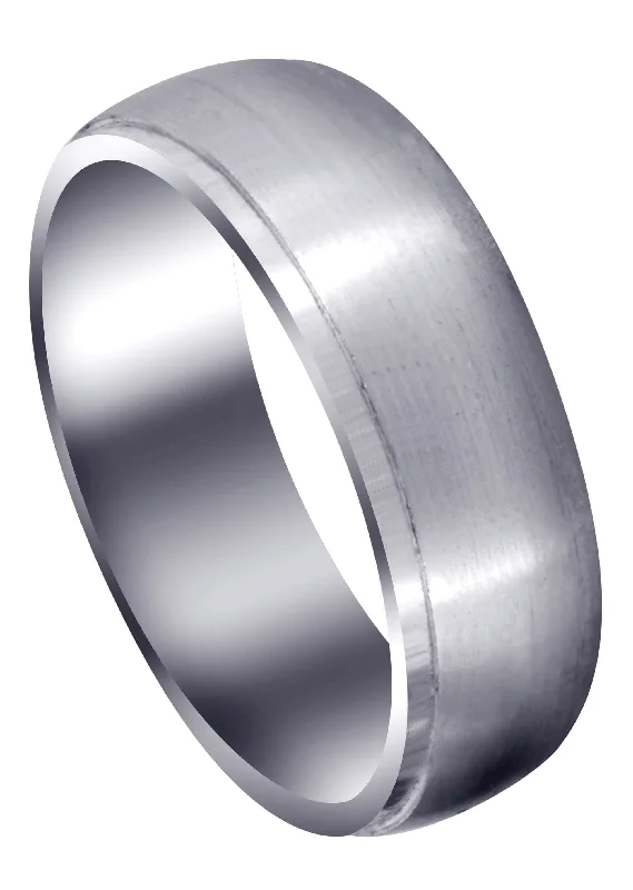 Carved Simple Mens Wedding Band | Satin Finish (Joseph)