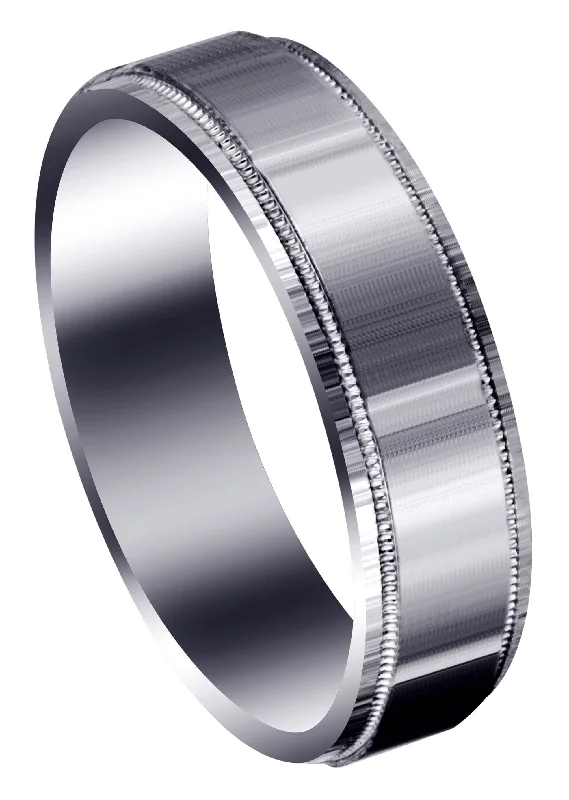 Carved Simple Mens Wedding Band | Satin Finish (Vincent)