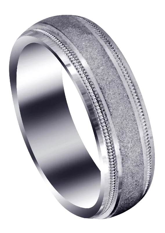 Carved Simple Mens Wedding Band | Stone Finish (Ryan)