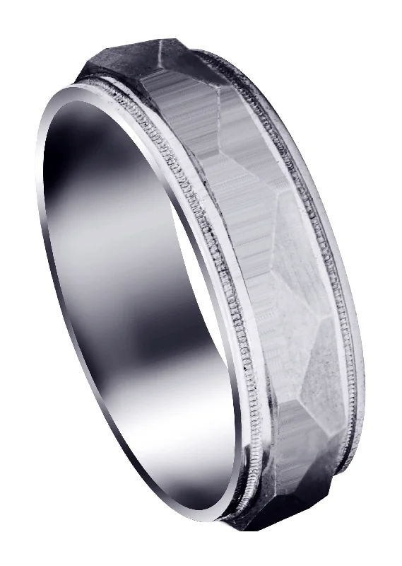 Carved Simple Mens Wedding Band | Wire Matt Finish (Elias)