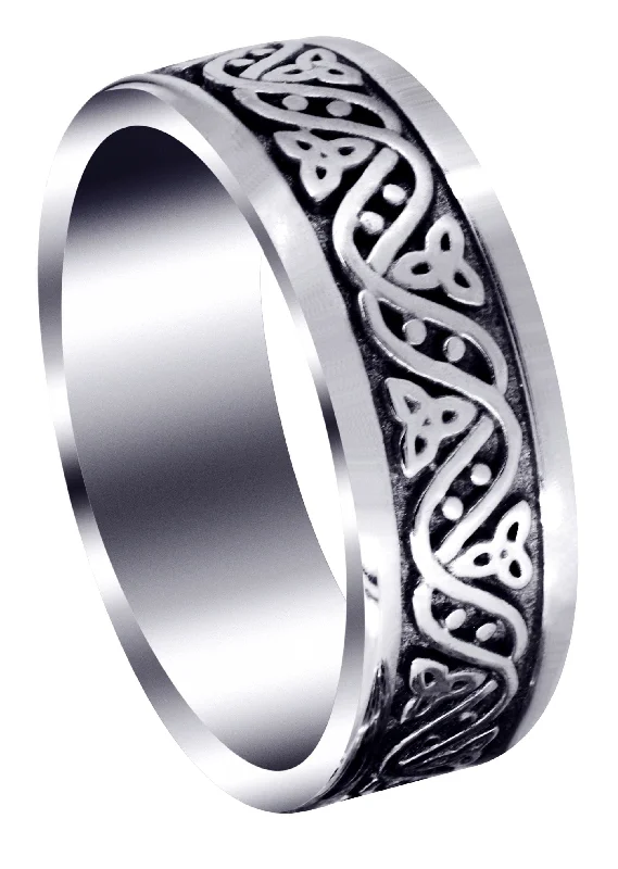 Celtic Mens Wedding Band | Sand Blast / High Polish Finish (Alejandro)