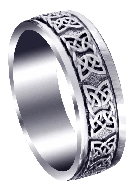 Celtic Mens Wedding Band | Sand Blast / High Polish Finish (Kaden)