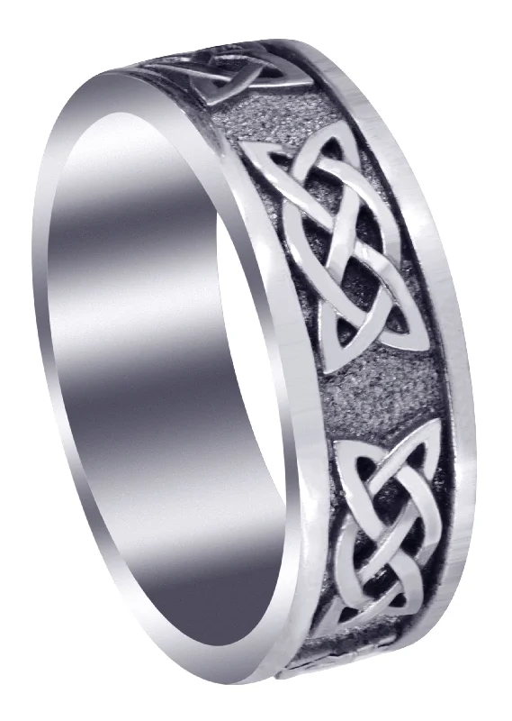 Celtic Mens Wedding Band | Sand Blast / High Polish Finish (Jesse)