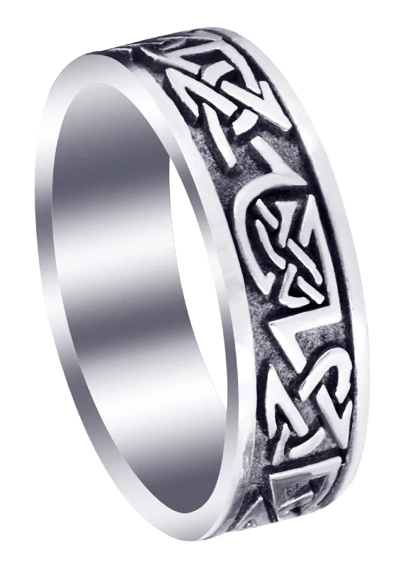 Celtic Mens Wedding Band | Sand Blast / High Polish Finish (Graham)