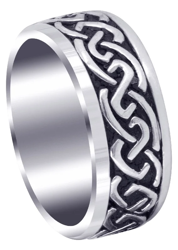 Celtic Mens Wedding Band | Sand Blast / High Polish Finish (Kaiden)