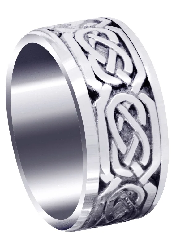 Celtic Mens Wedding Band | Sand Blast / High Polish Finish (Emmett)