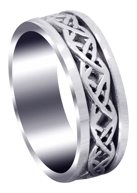 Celtic Mens Wedding Band | Sand Blast / High Polish Finish (Derek)