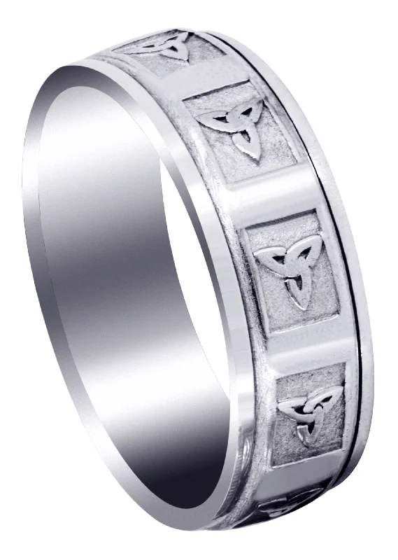 Celtic Mens Wedding Band | Sand Blast / High Polish Finish (Beau)