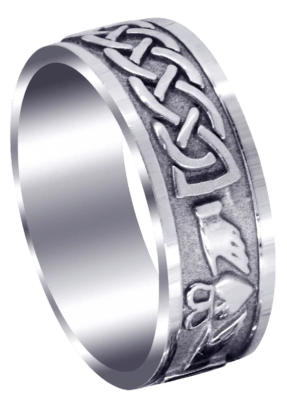 Celtic Mens Wedding Band | Satin / High Polish Finish (Oscar)