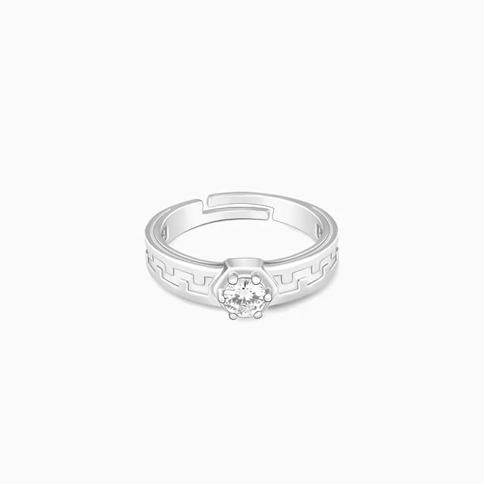 Classic Silver Zircon Ring For Him