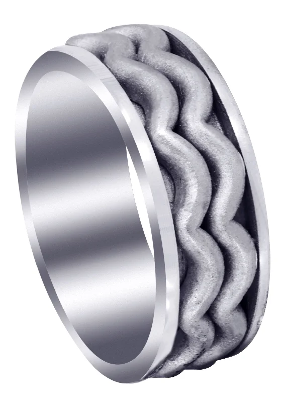 Contemporary Mens Wedding Band | Sand Blast Finish (Maximus)