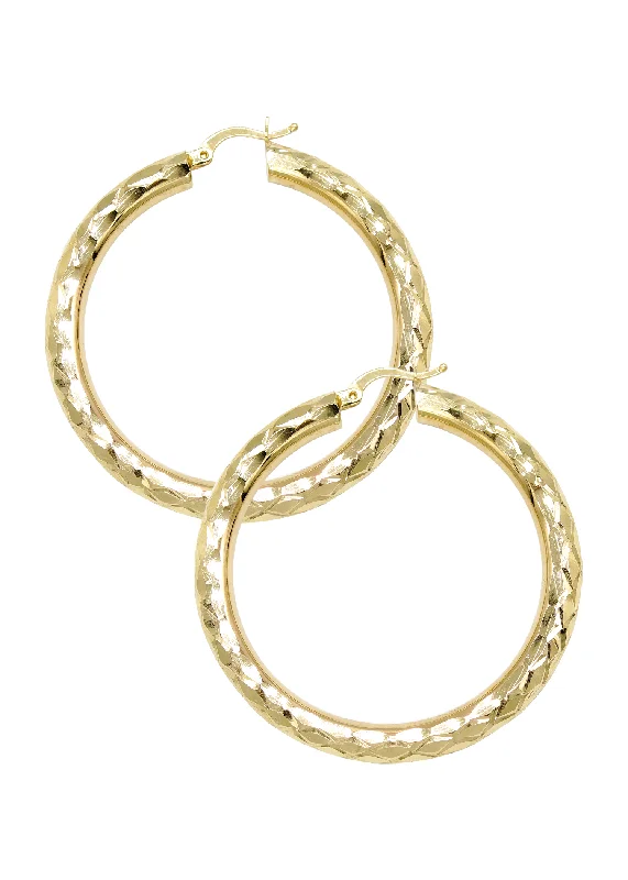 10K Womens Gold Hoop Earrings | Customizable Size