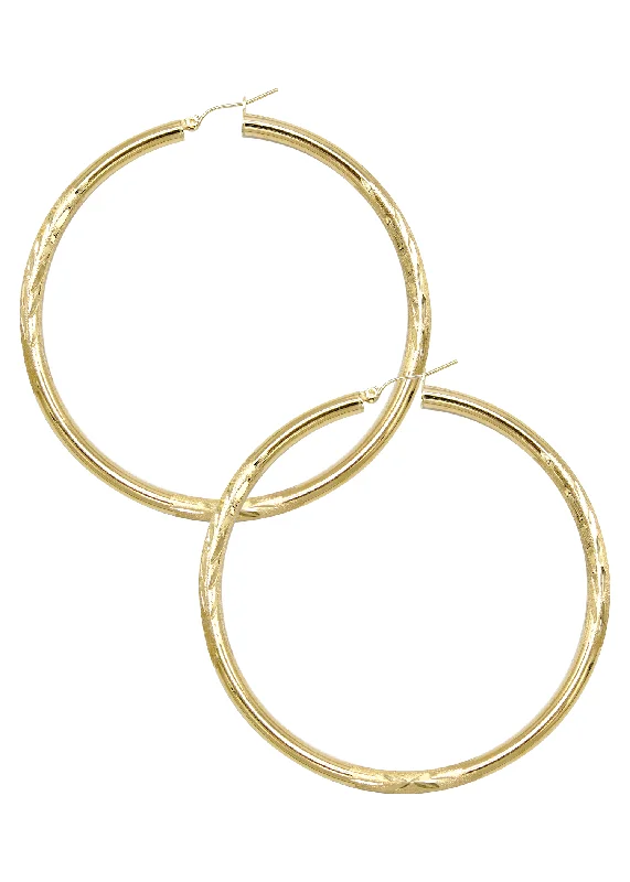 10K Womens Gold Hoop Earrings | Customizable Size