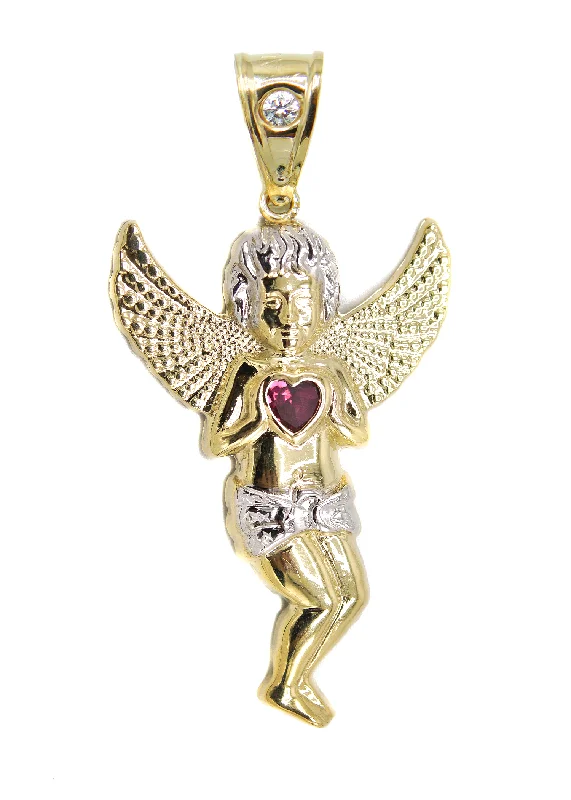 10K Gold Angel Pendant | Customizable Size