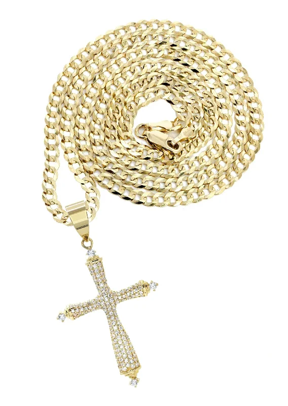 10K Yellow Gold Cross Necklace | Appx. 16.1 Grams