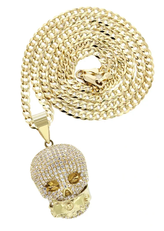 10K Yellow Gold Skull Head Necklace | Appx. 21 Grams