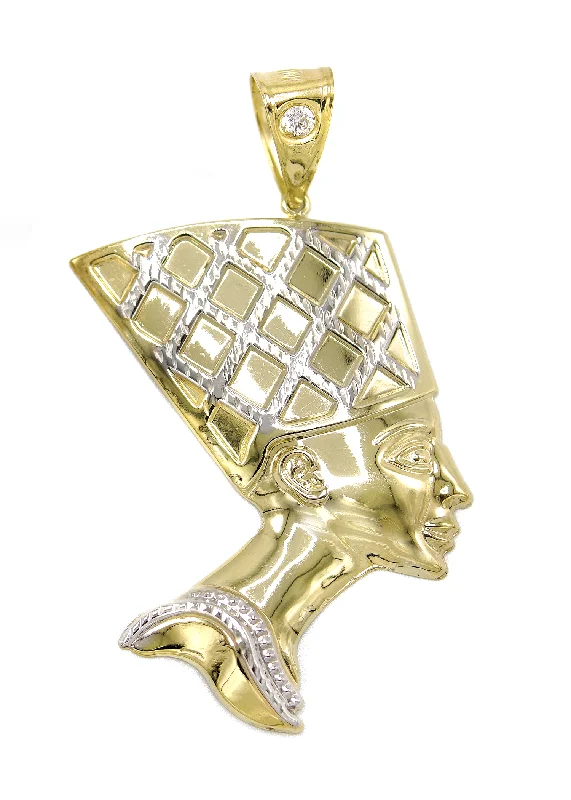 10K Yellow Gold Nefertiti Pendant | Customizable Size