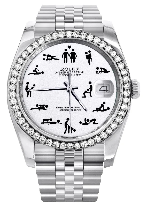 116200 | Hidden Clasp | Diamond Rolex Datejust  Watch | 36Mm | Custom Erotic Dial | Jubilee Band