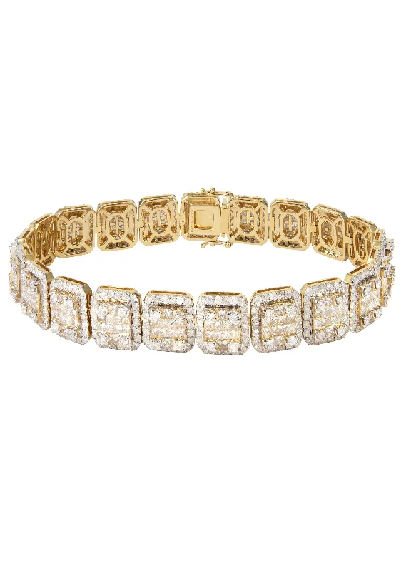 14K Yellow Gold Diamond Cluster Bracelet | 34.83 Grams | 14.73 Carats