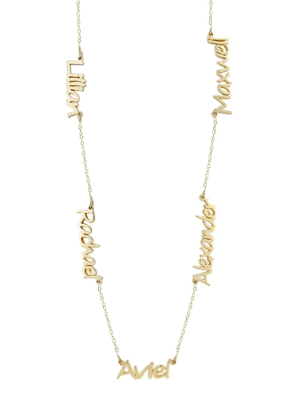 14K Yellow Gold Multiple Name Necklace (1-5 Names)