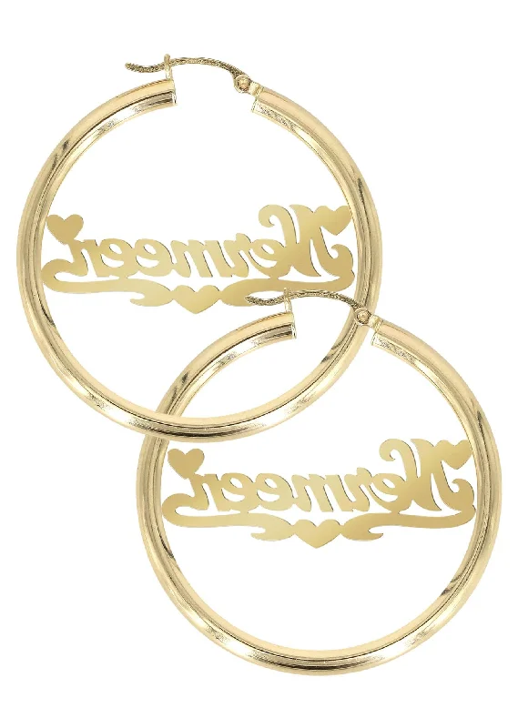 copy-of-14k-ladies-diamond-cut-with-diamond-name-plate-hoop-earrings