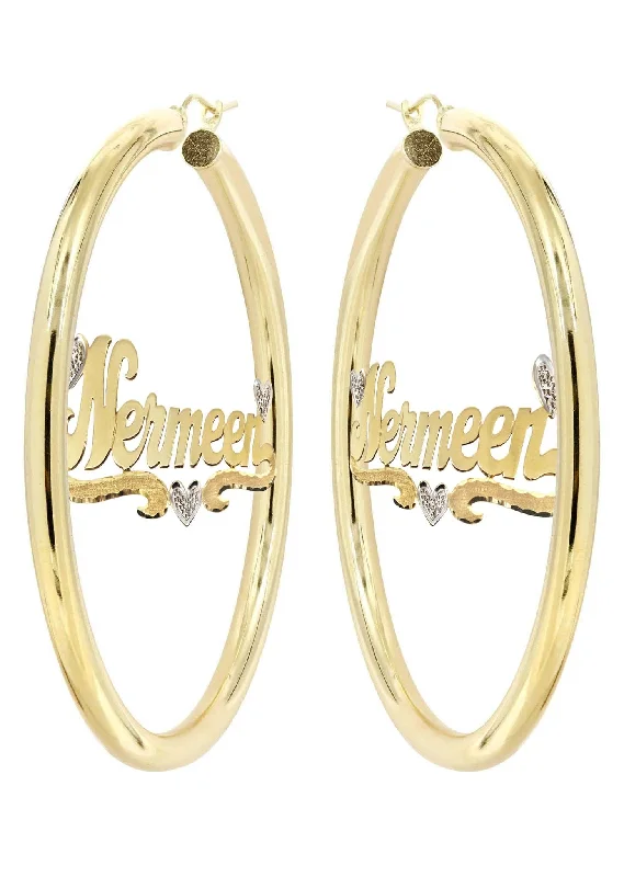 copy-of-14k-ladies-diamond-cut-with-diamond-name-plate-hoop-earrings