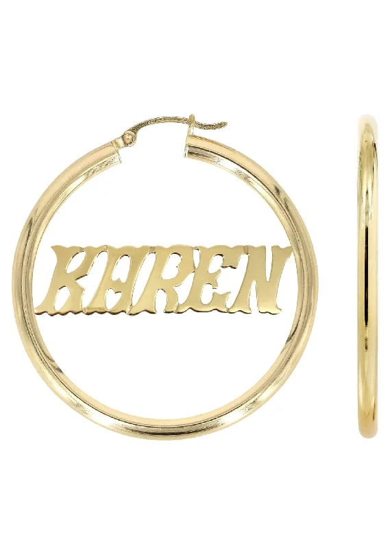 14K Ladies Name Plate Name Plate Hoop Earrings