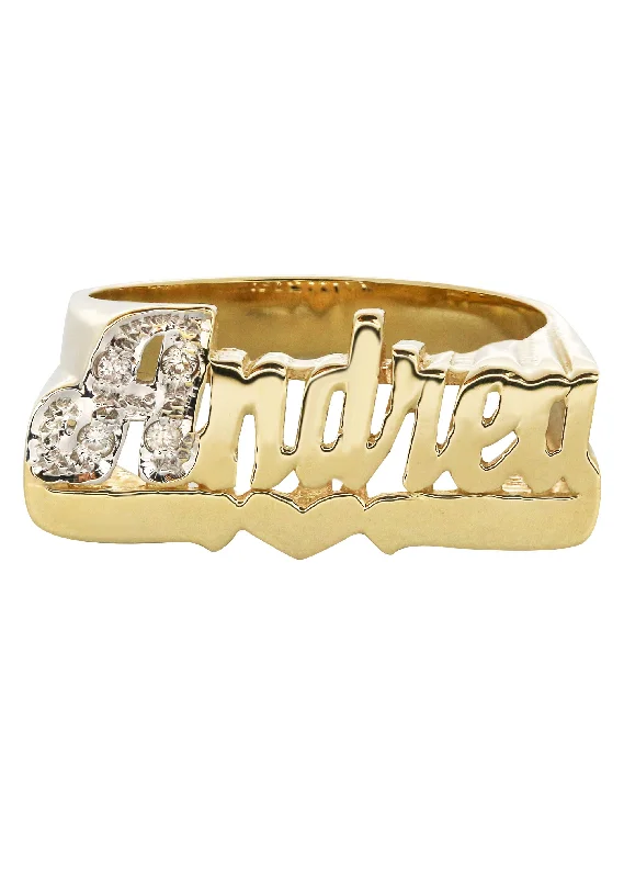 14K Diamond Two Tone Gold Name Ring | Appx. 4.4 Grams