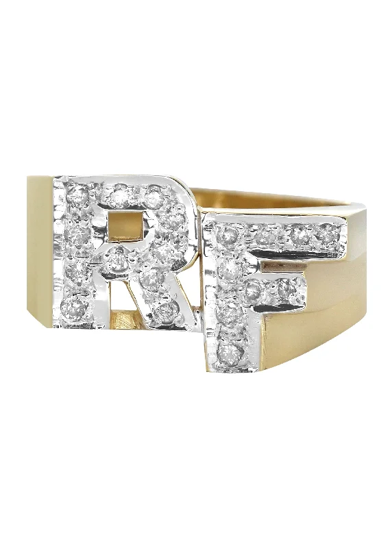 14K Diamond Initials Gold Name Ring | Appx. 5.6 Grams