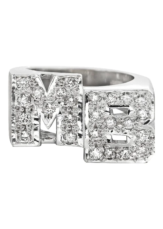 14K Diamond White Gold Initials Name Ring | Appx. 14 Grams