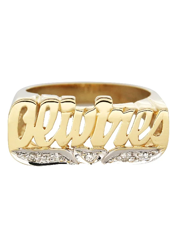 14K Diamond Two Tone Gold Name Ring | Appx. 4.8 Grams