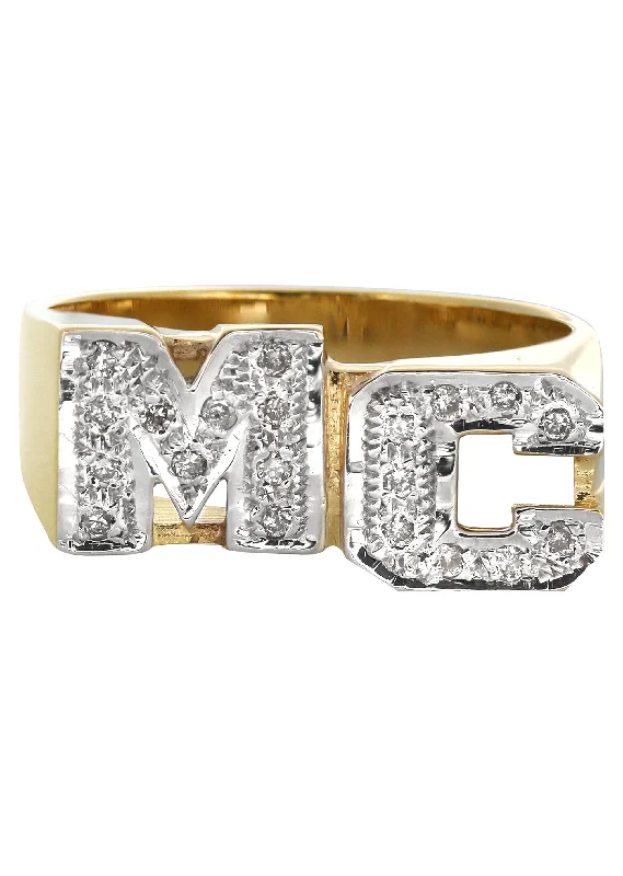 14K Diamond Initials Gold Name Ring | Appx. 5.3 Grams