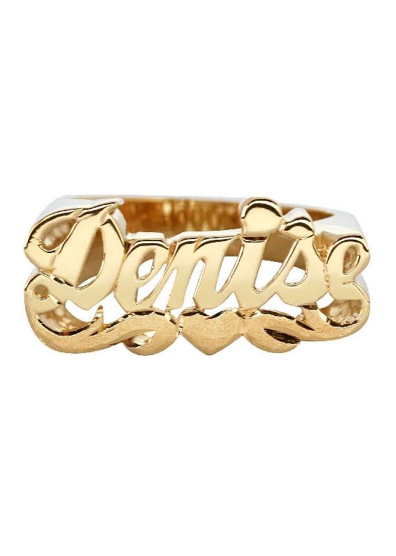 14K Heart Gold Name Ring | Appx. 6 Grams