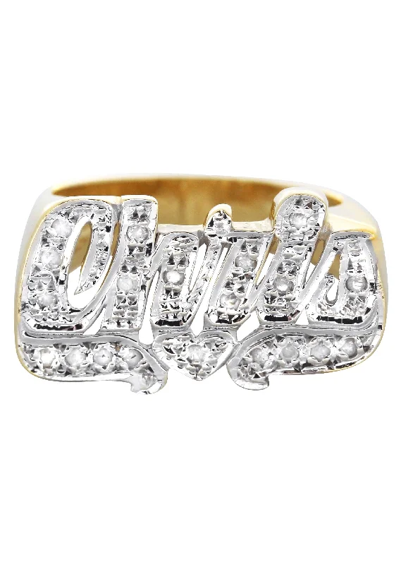 14K Diamond Two Tone Gold Name Ring | Appx. 6 Grams