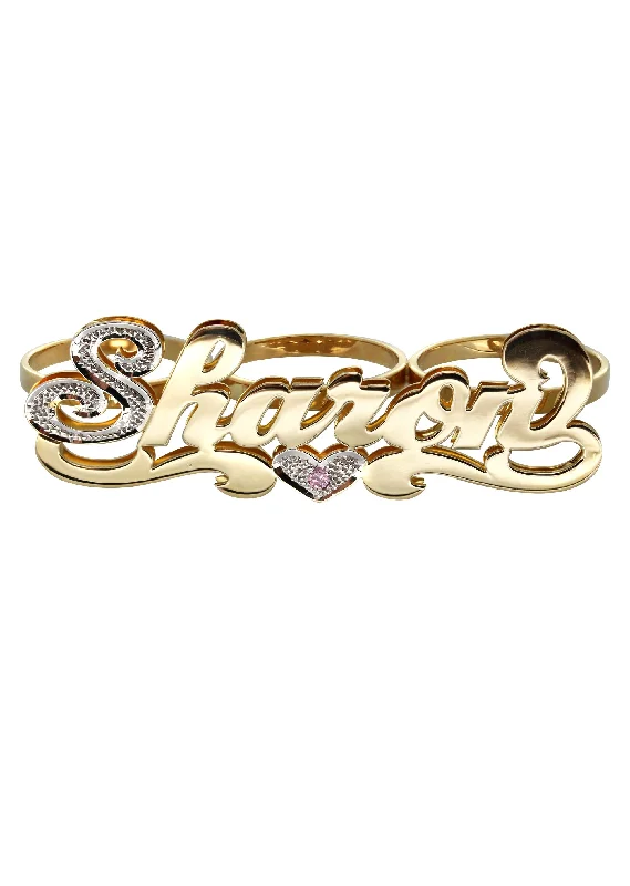 14K Gold Three Finger Name Ring | Appx. 10.8 Grams