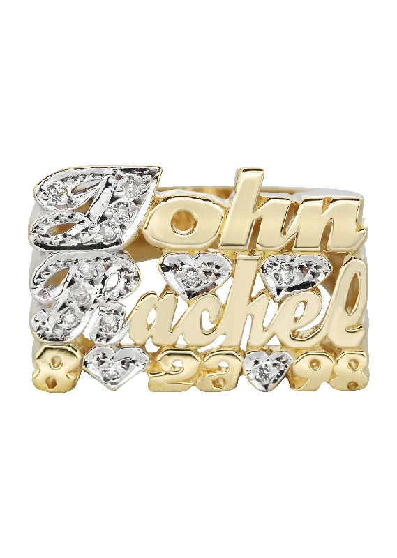 14K Diamond Couples Gold Name Ring | Appx. 7.3 Grams