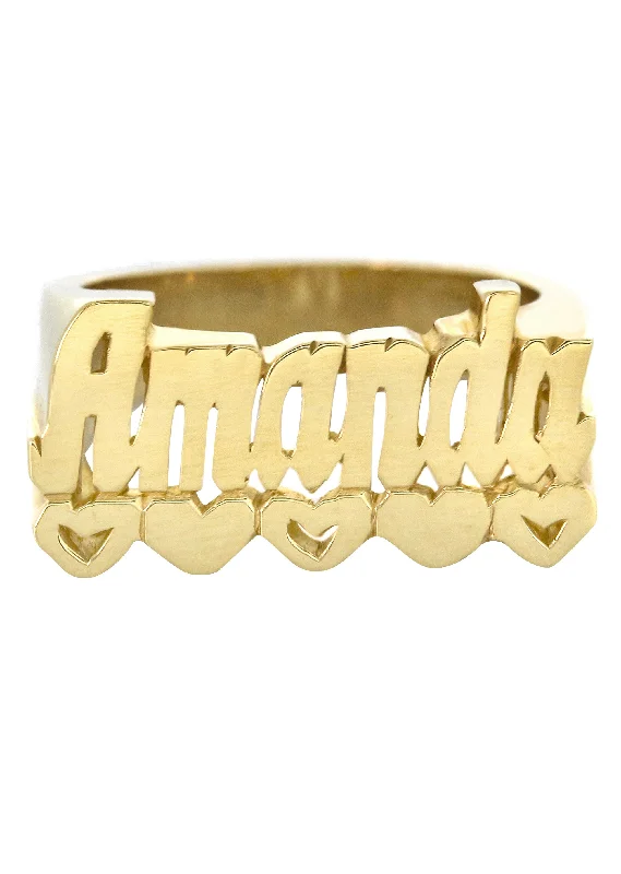 14K Script Hearts Gold Name Ring | Appx. 6 Grams