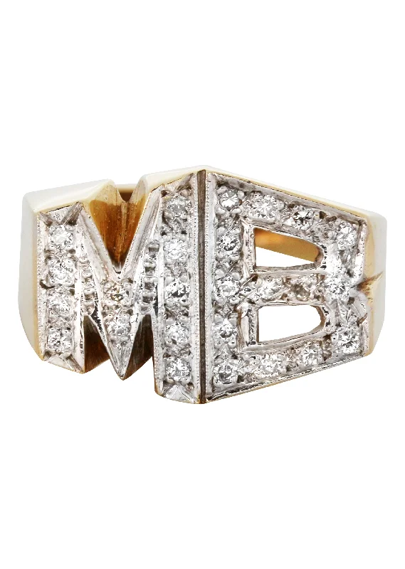 14K Diamond Gold Initials Name Ring | Appx. 12 Grams