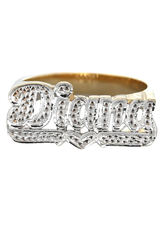 14K Two Tone Diamond Cut Gold Name Ring | Appx. 5.1 Grams