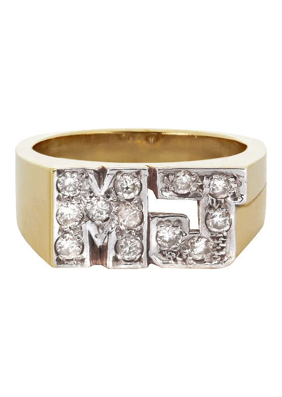 14K Diamond Initials Gold Name Ring | Appx. 5.5 Grams