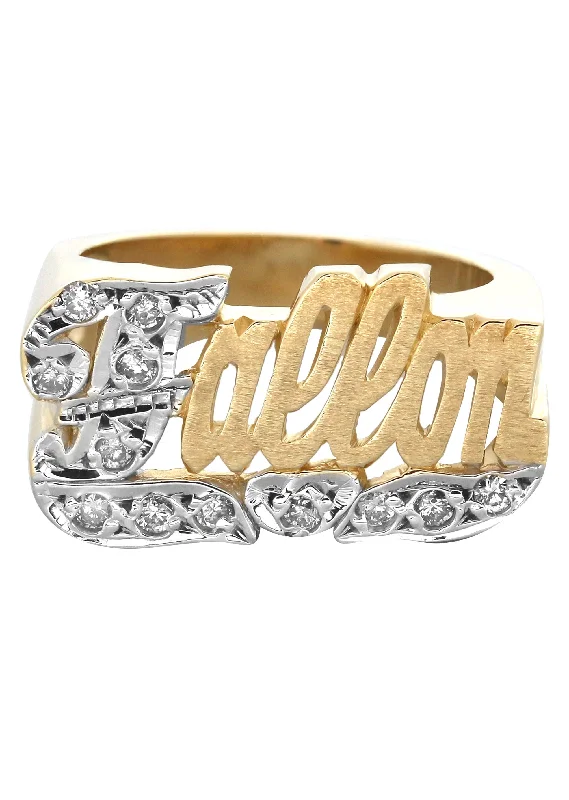 14K Diamond Two Tone Gold Name Ring | Appx. 6 Grams