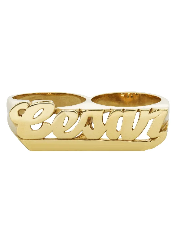 14K Gold Two Finger Name Ring | Appx. 20.5 Grams