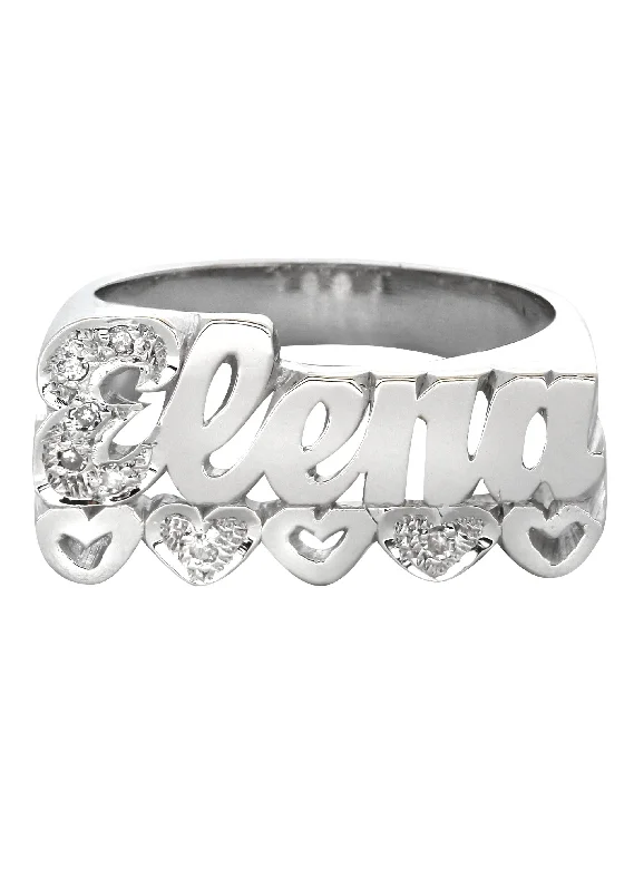 14K White Gold Diamond Gold Name Ring | Appx. 5 Grams