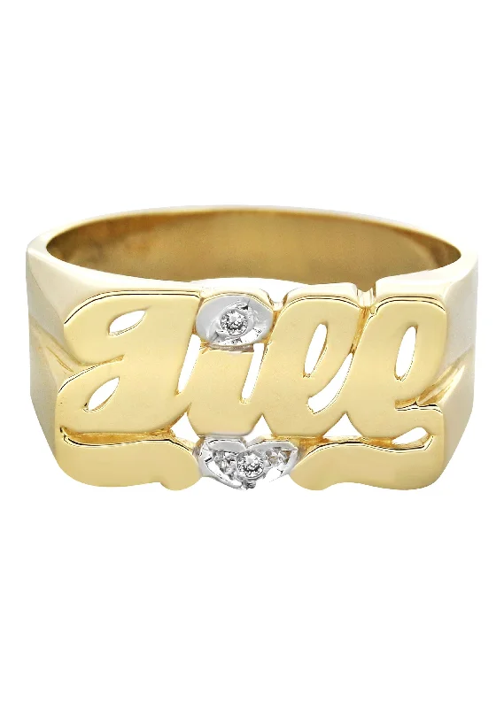 14K Diamond Heart Gold Name Ring | Appx. 4.7 Grams