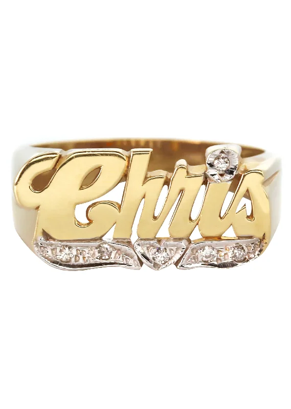 14K Diamond Gold Name Ring | Appx. 6 Grams