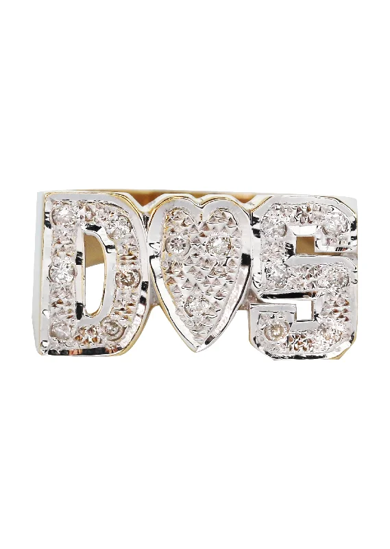 14K Diamond Two Tone Gold Initials Name Ring | Appx. 5.2 Grams